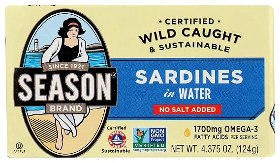 Seasons No Salt Added in Water Sardine, 4.375 oz