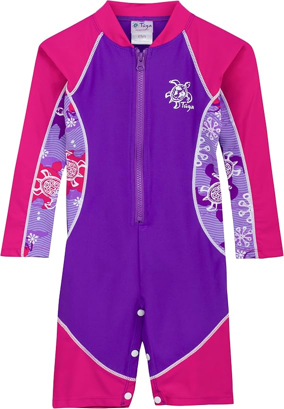 Tuga Girls Long Sleeve One Piece Swimsuit 3mos - 7 Years, UPF 50+ Sun Protection