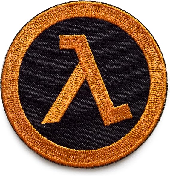 Half Life Logo Lambda Patch Emroidered Patch Sew on Black and Orange