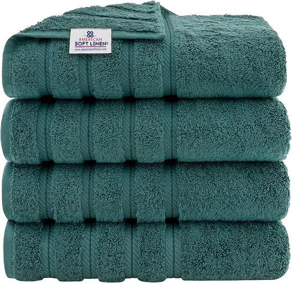 American Soft Linen 100% Cotton Luxury Turkish Towels, 4 PC Bath Towel Set
