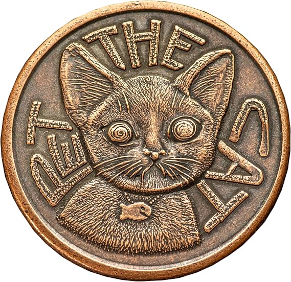 Pet The Cat / Flip Again Copper Decision Maker Coin