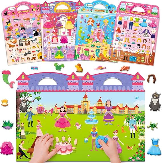 D-FantiX 3D Puffy Stickers for Toddlers 2-4 Years, Reusable Sticker Books