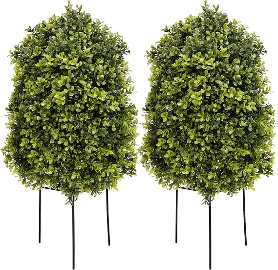 DDHS 25" Artificial Boxwood Topiary Ball Tree, 2 Pack Artificial shrubs