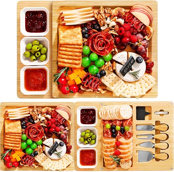Easoger Charcuterie Boards Sets, 3 in 1 Magnetic Extra Large Cheese Board