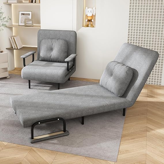 KEIKI Folding Sofa Bed Chair, 3 in 1 Convertible Sofa, 5-Position Adjustable Backrest, Space Saving for Living Room, Bedroom, Apartment