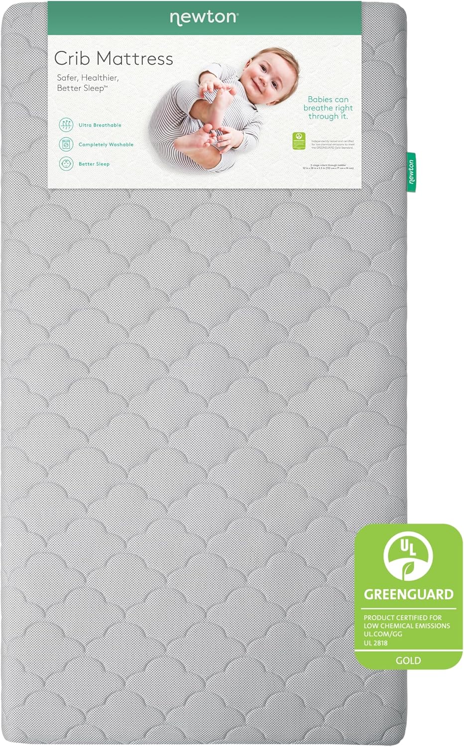 Newton Baby Crib Mattress - Infant &amp;amp;amp; Toddler Mattress, Baby Bed Mattress for Crib, Dual-Layer, Safe, Breathable &amp;amp;amp; Washable Crib Mattress, Removable Cover, Deluxe 5.5 inch-Thick Cushion, Pink