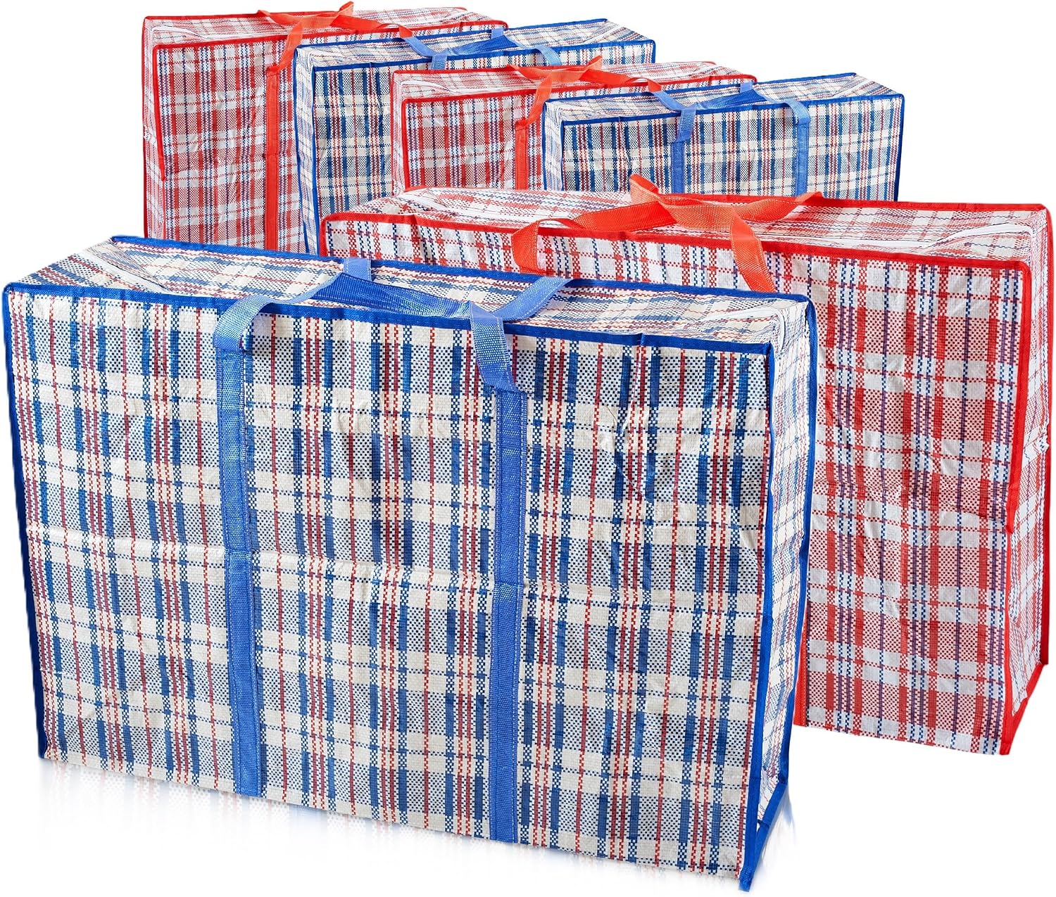 Start and DriveLtd, Laundry Bag Zips, XXL jumbo Heavy Duty Storage Bags Reusable Strong Nylon Large Boxes for House Moving Clothes & Wardrobe Storage backpack waterproof 4 Bags Mix Red  Blue