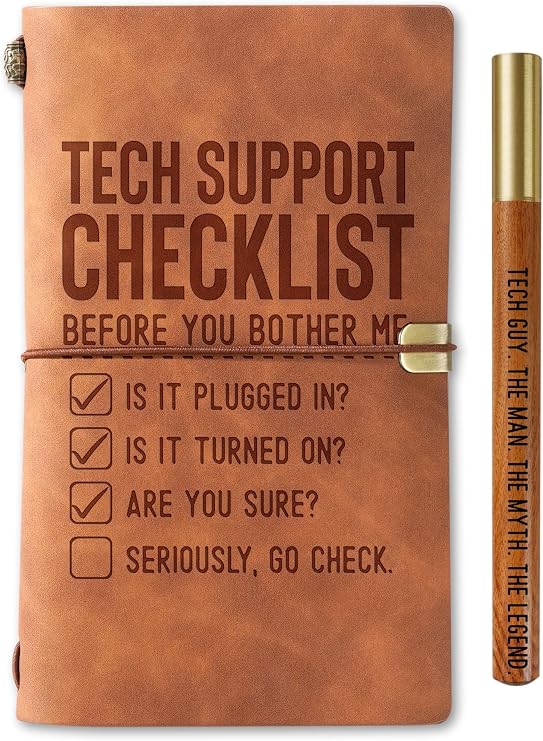 InnoBeta Tech Gifts for Men, IT Tech Guys Geek Programmer, 7.8"x5" Embossed Refillable Notebook with Pen, Perfect for Christmas & Birthday