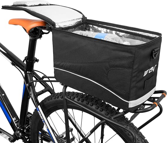 BV Insulated Bike Bag - Cooler Bike Saddle Bag with Shoulder Strap & Quick-Access Lid - for Warm or Cold Items - Bike Bags for Bicycles with Reflective Trim - Grocery, Commute & Weekend Rides