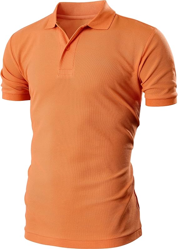 Ohoo Men's UPF 40+ Slim Fit Classic Polo Shirt Short Sleeve with Solid Two-Button Closure