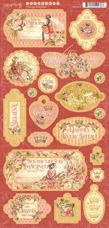 Graphic 45 Princess Chipboard Craft Paper, Multi