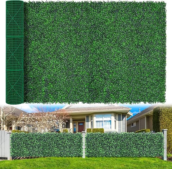 Yangrass Boxwood Roll Panels, 60"x120" Artificial Ivy Privacy Fence Screen, UV-Anti Faux Boxwood Roll Grass Wall Panels for Garden Patio Balcony Privacy