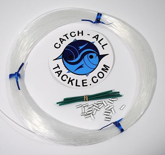 Monofilament Fishing Leader Kit 100yds 1.4mm-200lb Clear-Loop Protectors crimps