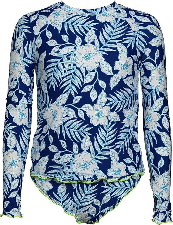 Hobie Girls Long Sleeve Bikini Top & Merrow Hipster Bottom Rashguard Set