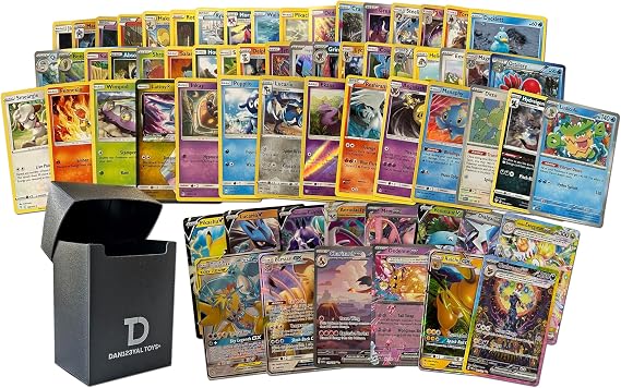 Pokemon Compatible 100 Card Lot with 3 Legendary Ultra Rare Cards Bundle- with Dan123yal Deck Box Included