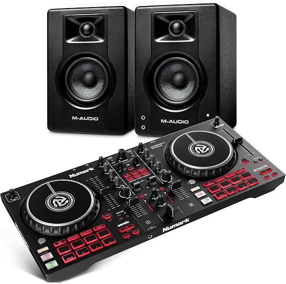 Complete DJ Equipment Package - Numark Mixtrack Pro FX 2 Deck DJ Controller For Serato DJ and M-Audio BX3 3.5 Inch DJ Speakers