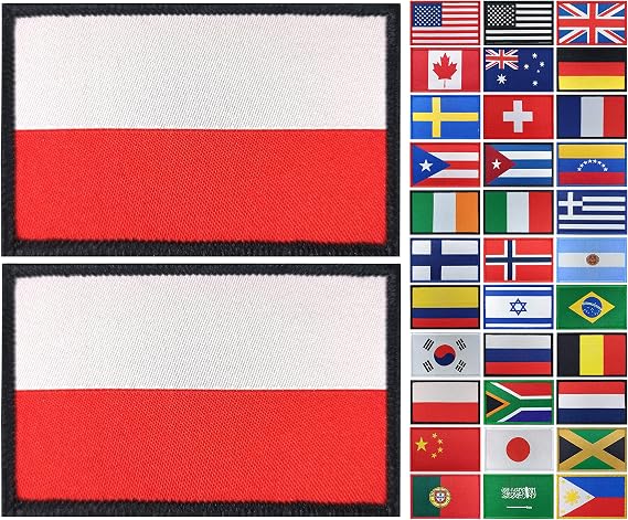 JBCD 2 Pack Poland Flag Patch Tactical Polish Patch Pride Flag Patch for Clothes Hat Patch Team Military Patch