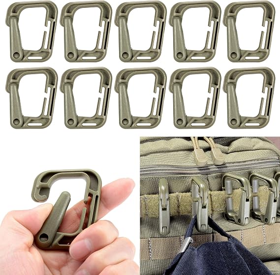 BOOSTEADY Multipurpose D-Ring Locking Hanging Hook Tactical Link Snap Keychain for Molle Webbing with Zippered Pouch