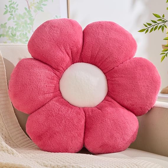 CANGHI Flower Pillow Hot Pink 15.74 Inch Decorative Throw Pillow