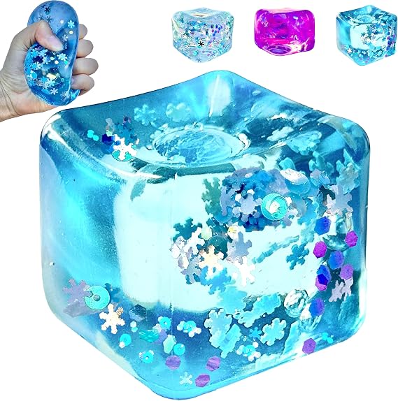 Premium Big Stress Ball with Snowflakes, Odor-Free Slow Rise, Non-Toxic, Cute Sensory Squishy Squeeze Fidget Toy, US-Family Owned, Easy to Clean, Durable, Gift-Ready, CPC & ASTM Certified 3+
