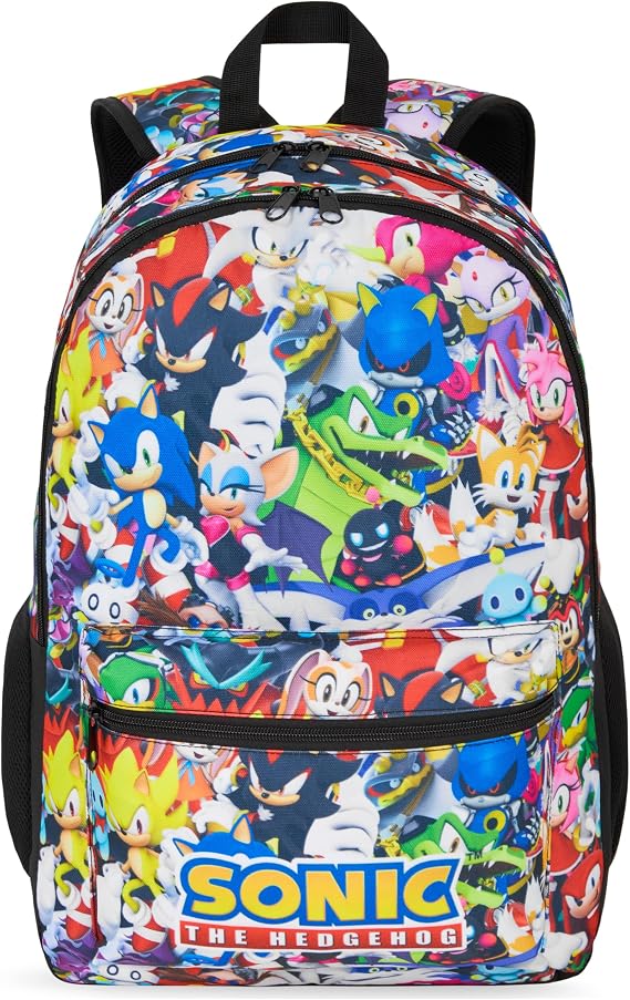 Get Trend Sonic The Hedgehog Children's Backpack, 46 x 32 x 16 cm, Large School and Travel Backpack, Padded Straps, Adjustable and Lightweight for School and Leisure, Gamer Gift, Multi Sonic, Kids