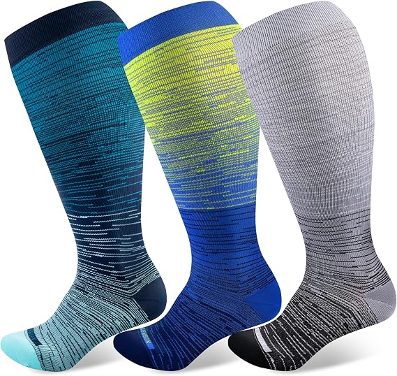 LEVSOX Plus Size Compression Socks Wide Calf Men&Women 20-30 mmhg Knee High Support Socks for Medical, Nurse, Diabetic