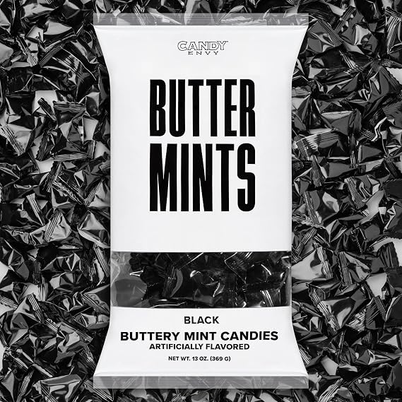 Candy Envy - Black Wrapped Buttermints - 13 oz. Bag - 100 Individually Wrapped Candy Mints