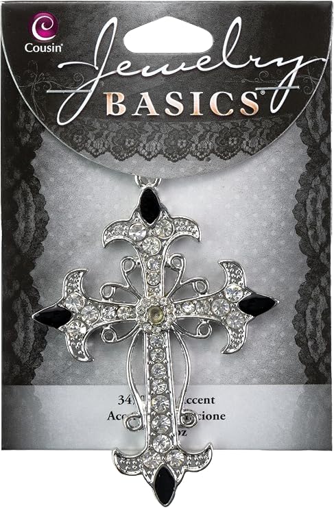 Cousin 34708023 Jewelry Basics 1-Piece Cross Accent, Silver/Clear