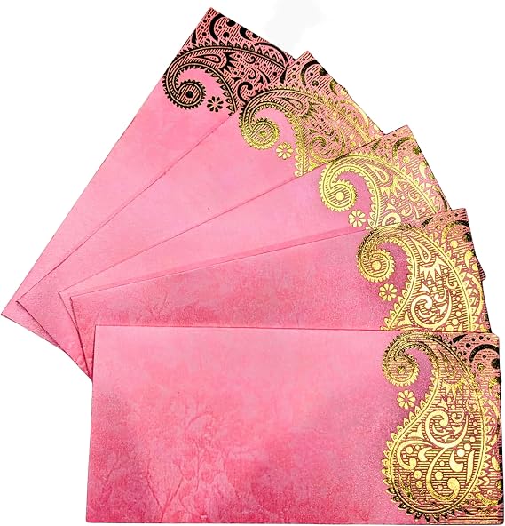 srne Shagun Envelopes Designer Set Money Cash Gift Envelope (pack of 5) for Indian Wedding/Engagement/Diwali/Birthday/Anniversary (Pink)