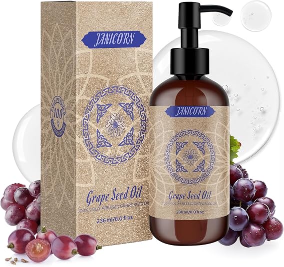 Pure Grapeseed Oil for Skin, Hair, Essential Oil Dilution, 8 Fl Oz