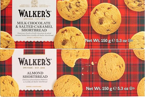 Walkers All Butter Milk Chocolate & Salted Caramel and Almond Shortbread Biscuits Cookies