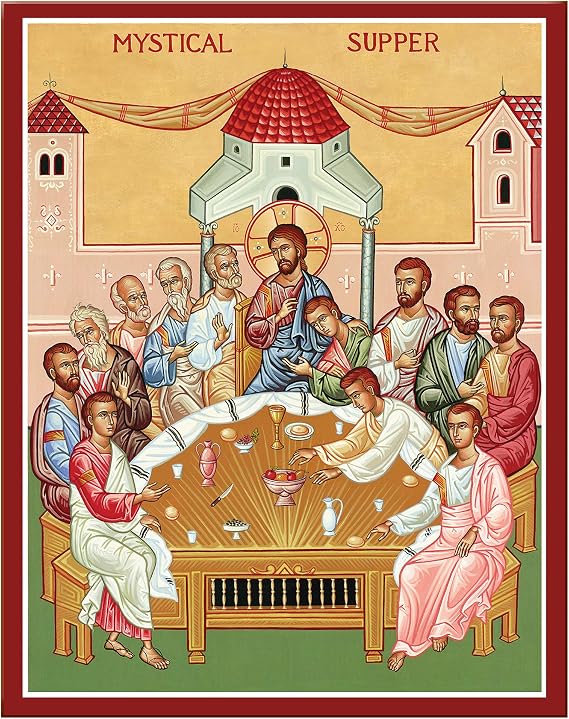 Monastery Icons Mystical Supper (Last Supper) Mounted Plaque Icon Reproduction (15" x 19)