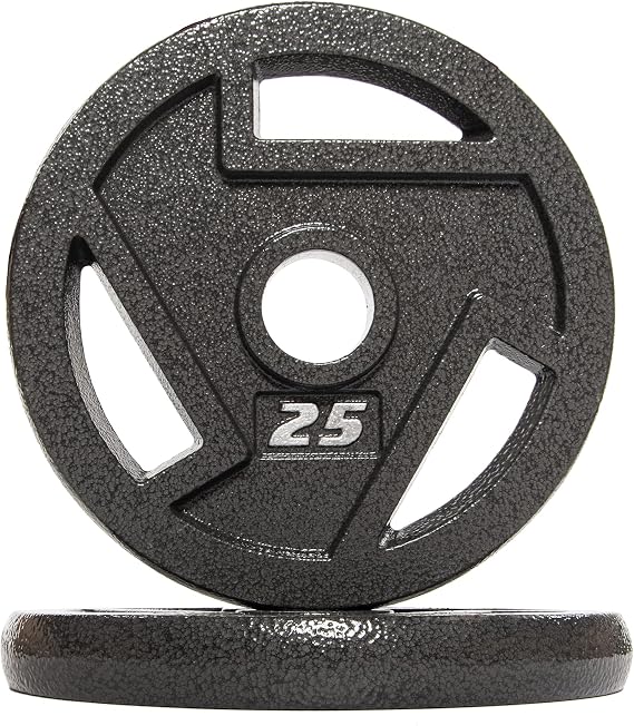 Signature Fitness Olympic 2-Inch Cast Iron Plate Weight Plate for Strength Training and Weightlifting, Multiple Sizes