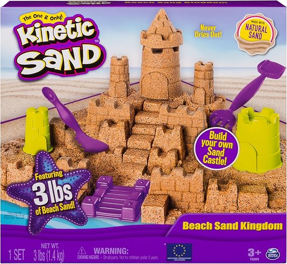 Kinetic Sand Beach Sand Kingdom Playset with 3lbs of Beach Sand, for Ages 3 and Up