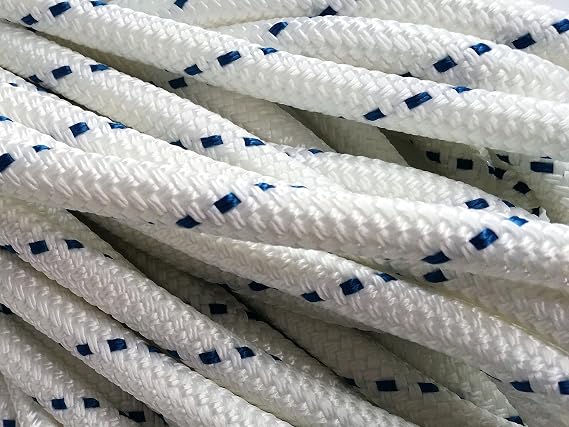 Yacht Braid Polyester Rope 12 inch by 100 feet, White Blue