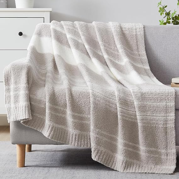 WRENSONGE Soft Throw Blanket for Couch-Cozy Reversible Knitted Blankets