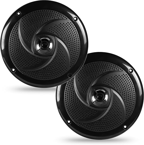 BELVA BMS65SB 400W Peak (80W RMS) 6.5" Shallow Mount 2-Way Black Coaxial Marine Speakers for Boats/ATV/UTV/SxS/Powersport