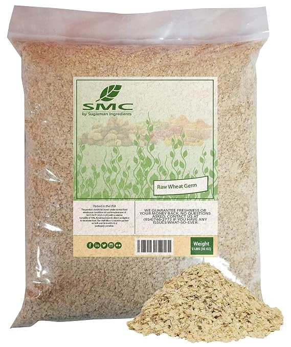 NatureJam RAW UnCooked Wheat Germ 2 Pounds Bulk Bag-32 OZ Heat Sealed for Freshness