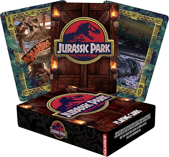 Aquarius Jurassic Park Playing Cards Standard Size Themed Novelty Deck with 52 Unique Dinosaur Designs Collectible Merchandise Gift for Teens and Adults