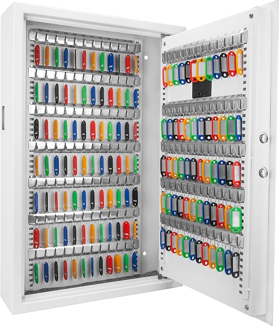 Barska Digital Key Safe Box with Drop Slot Secure Key Cabinet for Home & Office, PIN Code Access, Backup Keys, Numbered Hooks, Color Tags, Steel Construction Gray Finish