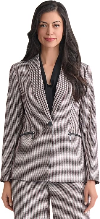 Kasper Women's Houndstooth One Button Blazer