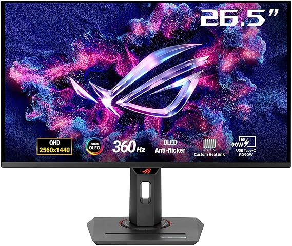 Asus Rog Strix OLED XG27ACDNG 26.5 Inç 360Hz 0.03MS 2k Qhd Adaptive Sync Qd-Oled Pivot Gaming Monitör