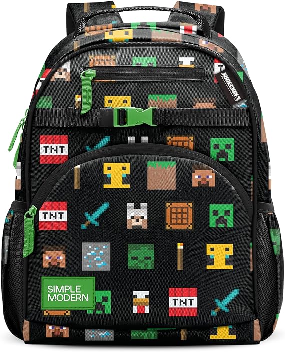 Simple Modern Minecraft Medium Backpack for Girls and Boys | Primary School Kids Backpack | Fletcher Collection | Kids - 15" Tall | Minecraft Mashup