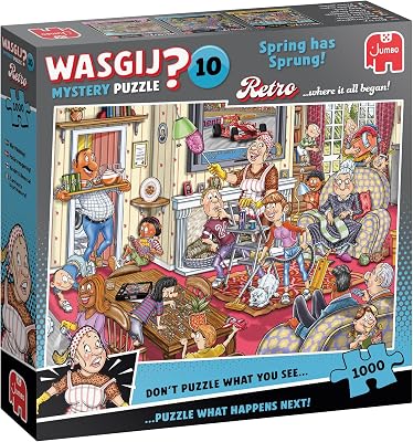 Wasgij Retro Mystery 10, Spring has Sprung! - 1000 Piece Adults Jigsaw Puzzles - Challenging, Brainteasing 1000Pc Adult Puzzle - 100% Recycled Cardboard Jigsaws - Birthday Jumbo