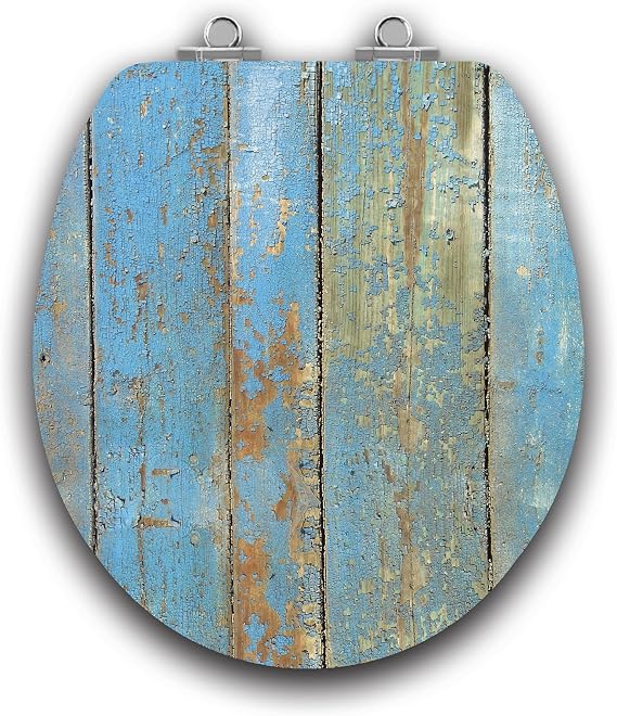 Art of Acryl Round Toilet Seat, Wood | Slow Close, Chromed Metal Hinges, Shabby Chic