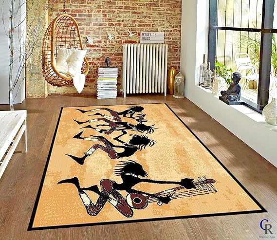champion rugs Tribal Dance Music African Theme Novelty Area Rug (3 11 X 5 2)