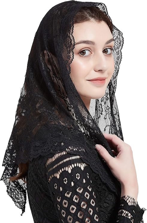 FANFAN Triangle Chapel Veil Bridal Veil Lace Head Covering Y021