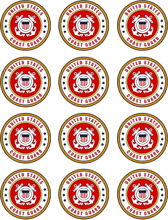 US Coast Guard - Edible Cupcake Toppers - 2" cupcake (12 pieces/sheet)