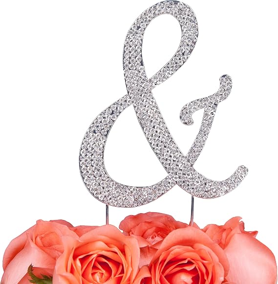 LOVENJOY Gift-Boxed 3.3" Rhinestone Ampersand Cake Topper
