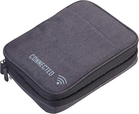 TROIKA CONNECTED - CBO30/DG - Organiser Bag - 2 Zip Compartments - Cable Organiser, Universal Bag - Mesh Pockets, Elastic Bands for Accessories (Every Day Carry) - Pen Scoop Original